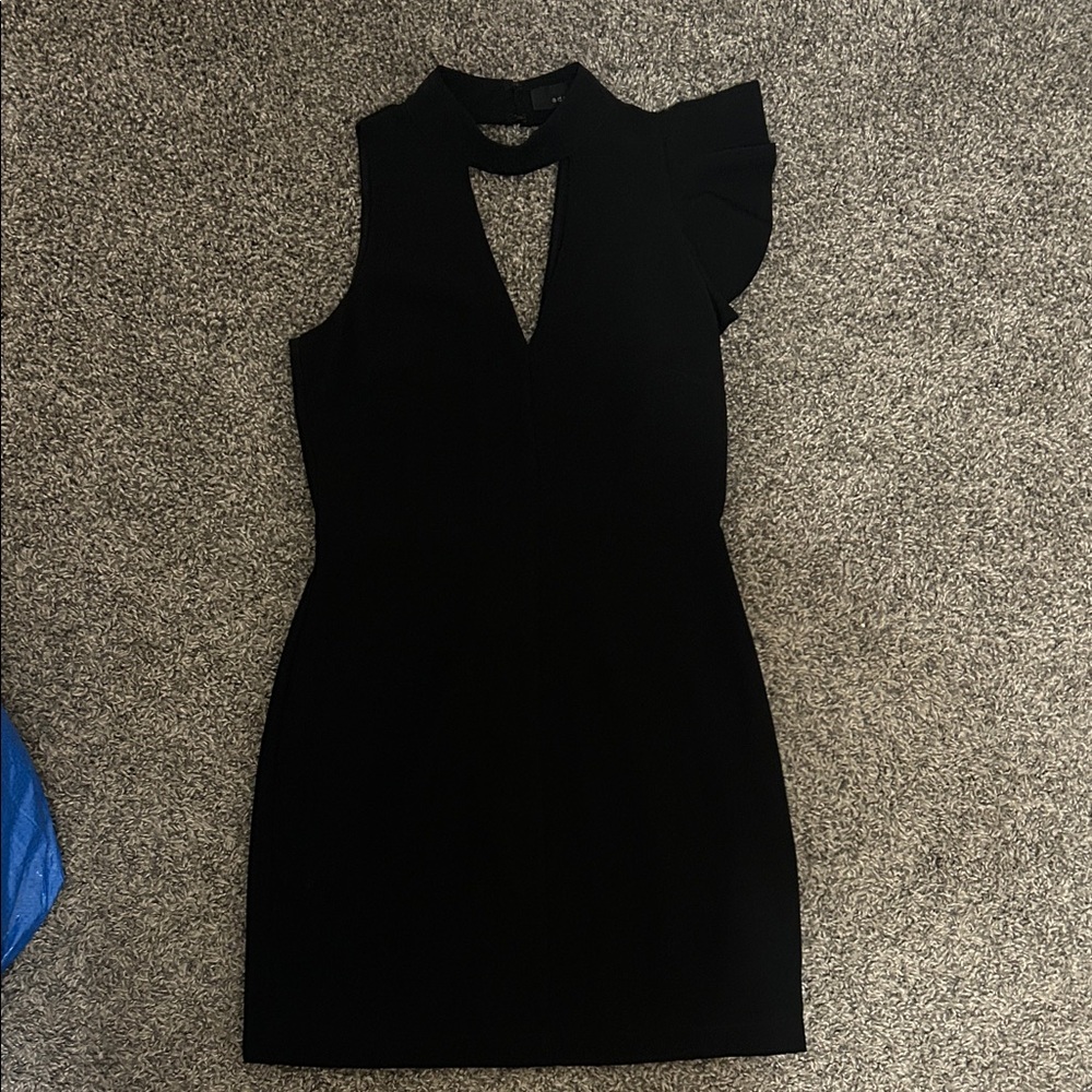 Adelyn Rae Black Mini Dress with Ruffle Sleeve
